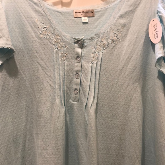 New! MISS ELAINE NIGHTGOWN KNEE LENGTH AQUA NWT Sz 1X, 3X - Picture 4 of 8